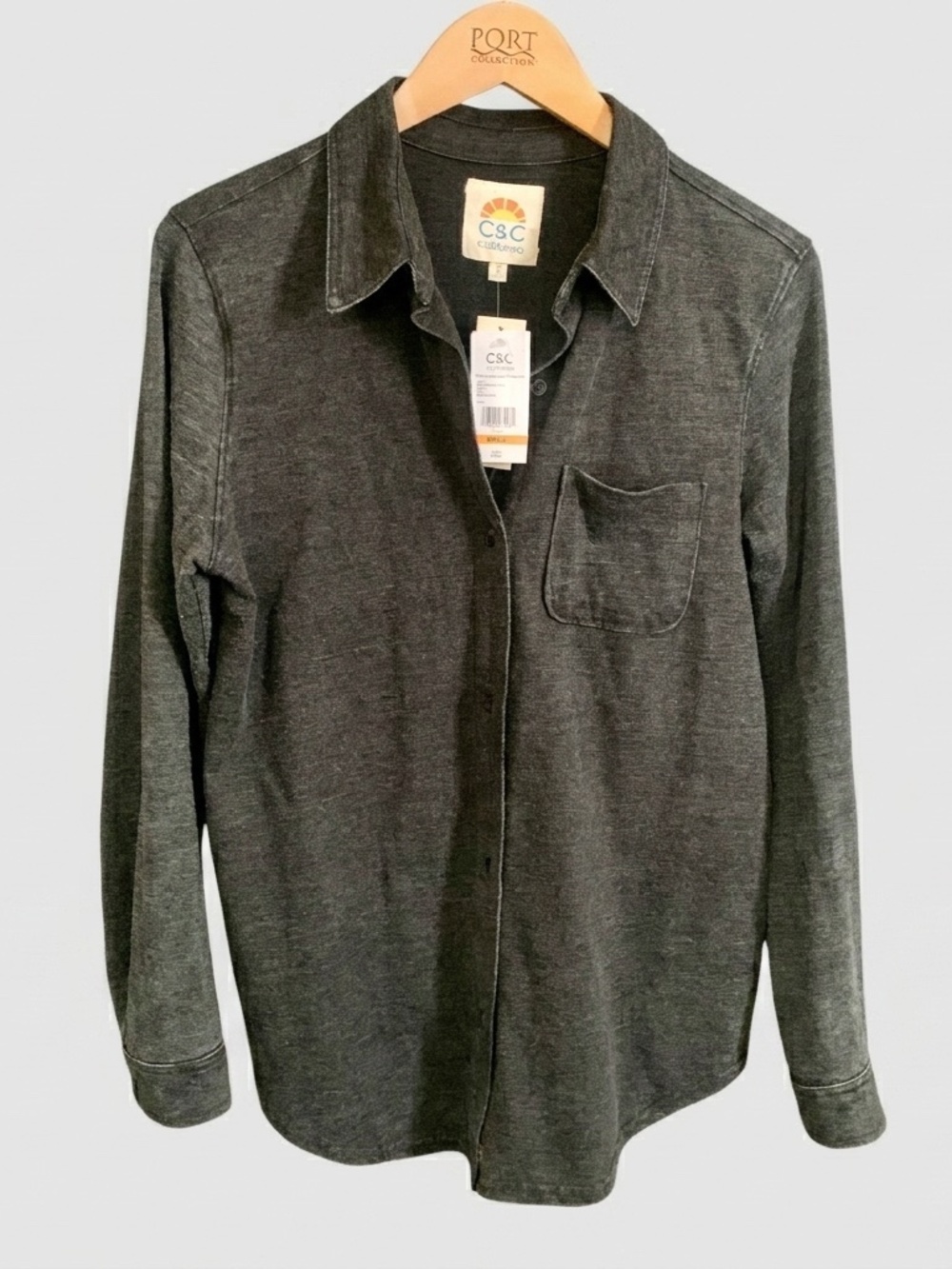 C&C california Black Night Long Sleeve Button Up Top, Size Small NWT!
